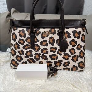 Coach Leopard Print Crossbody Bag - Brown and Black